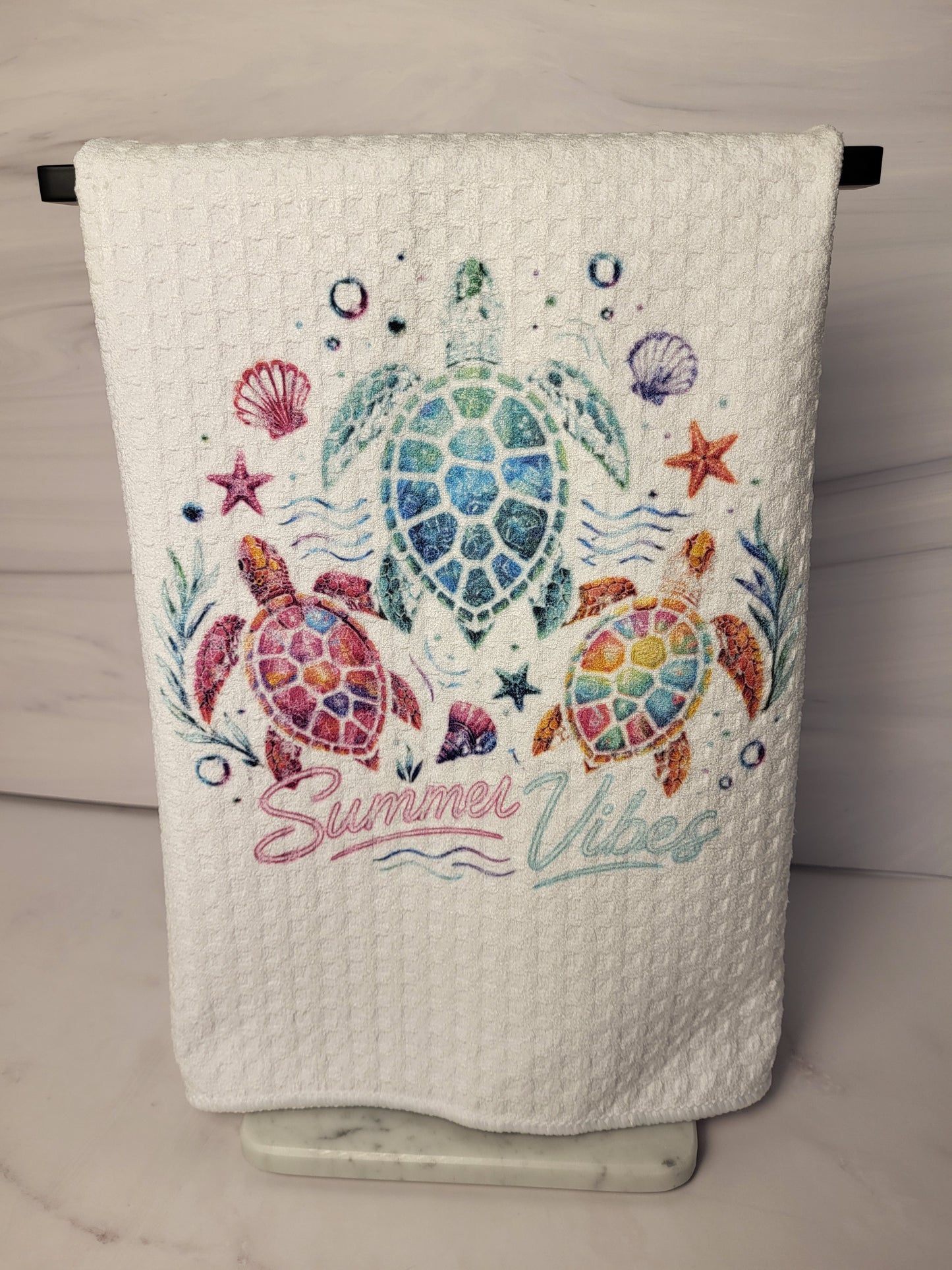 Summer Vibes Waffle Weave Kitchen Towel
