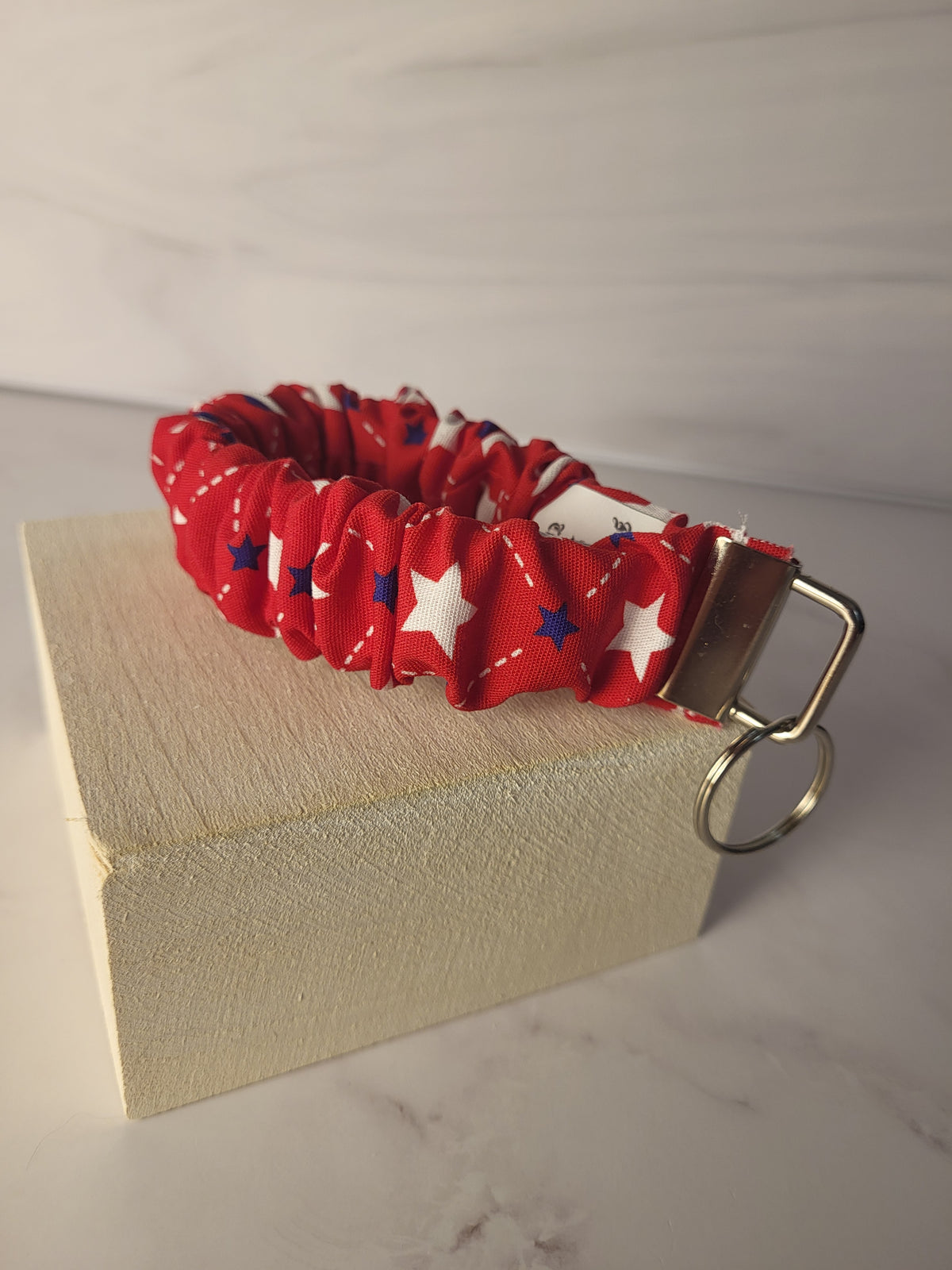 Handmade Scrunchie Wristlet Keychain ~ Patriotic Designs