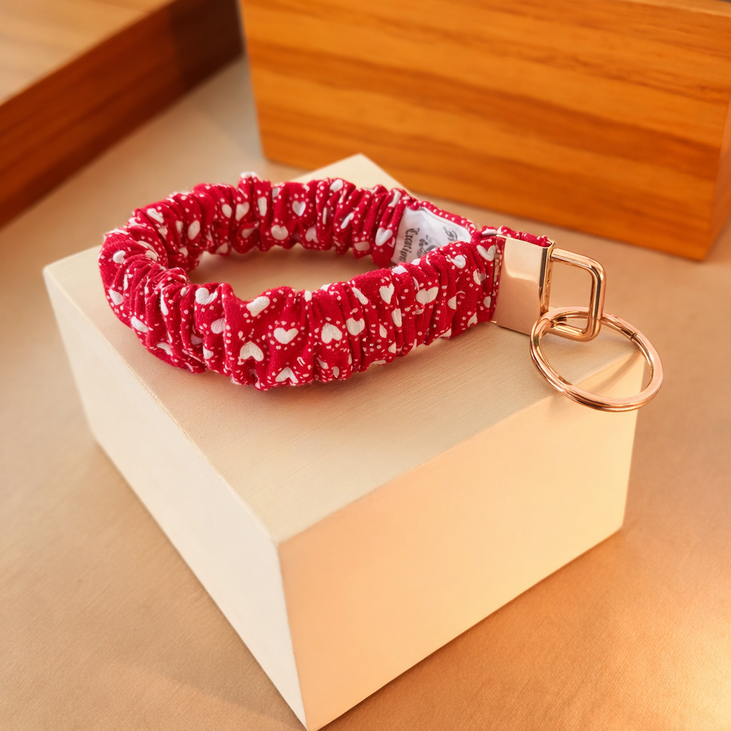 Scrunchie Wristlet Keychain ~ Valentine's Designs