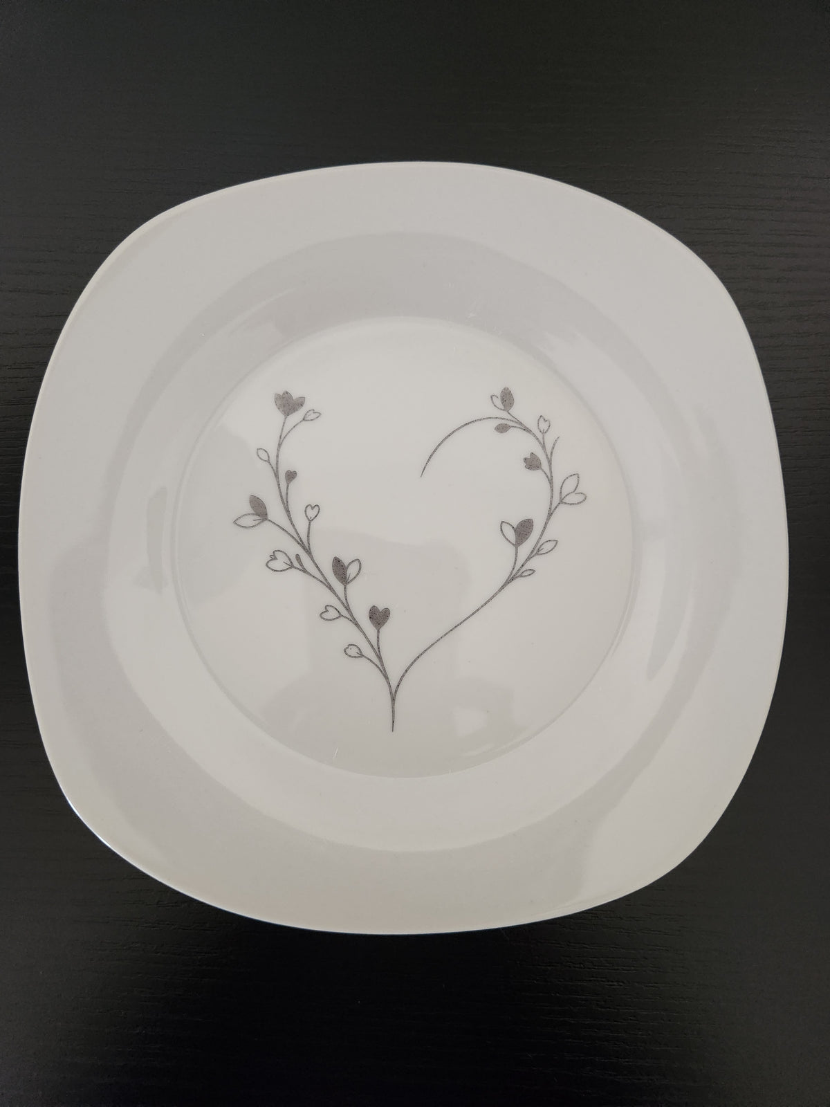 Botanical Heart Engraved Plate ~ One-of-a-Kind Ceramic Décor