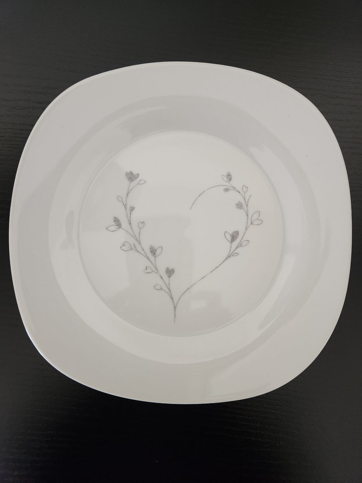 Botanical Heart Engraved Plate ~ One-of-a-Kind Ceramic Décor