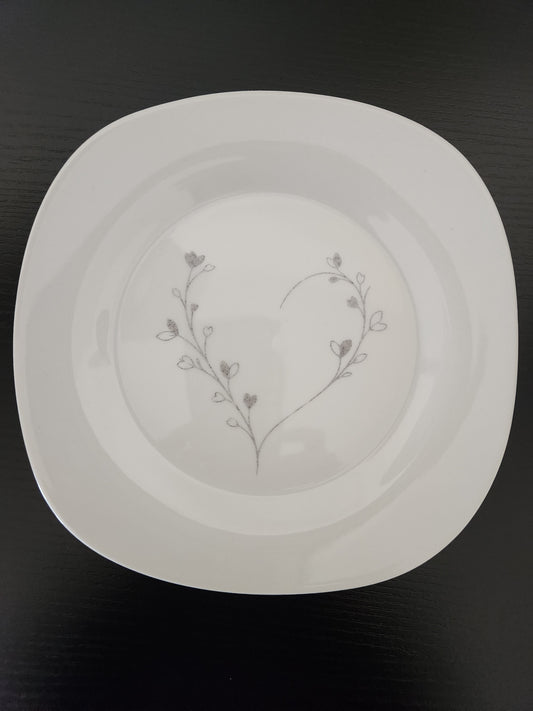 Botanical Heart Engraved Plate ~ One-of-a-Kind Ceramic Décor