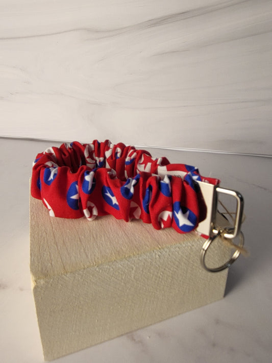 Handmade Scrunchie Wristlet Keychain ~ Patriotic Designs