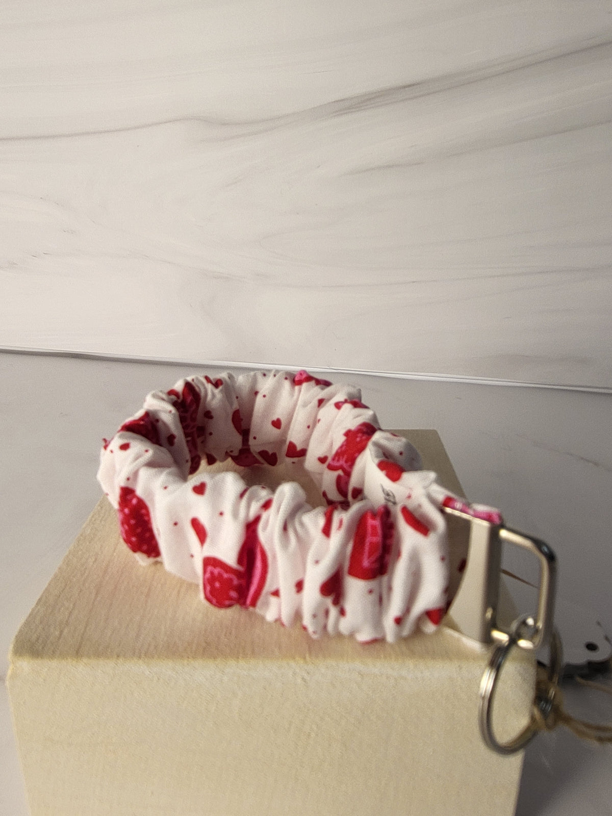 Handmade Love & Hearts Scrunchie Wristlet Keychains