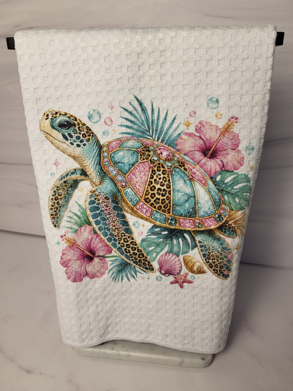 Sea Turtle Waffle Weave Kitchen Towel