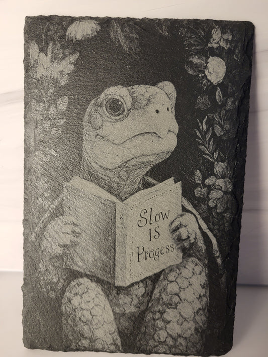 9x6 Slate Decor ~ Slow Is Progress Turtle