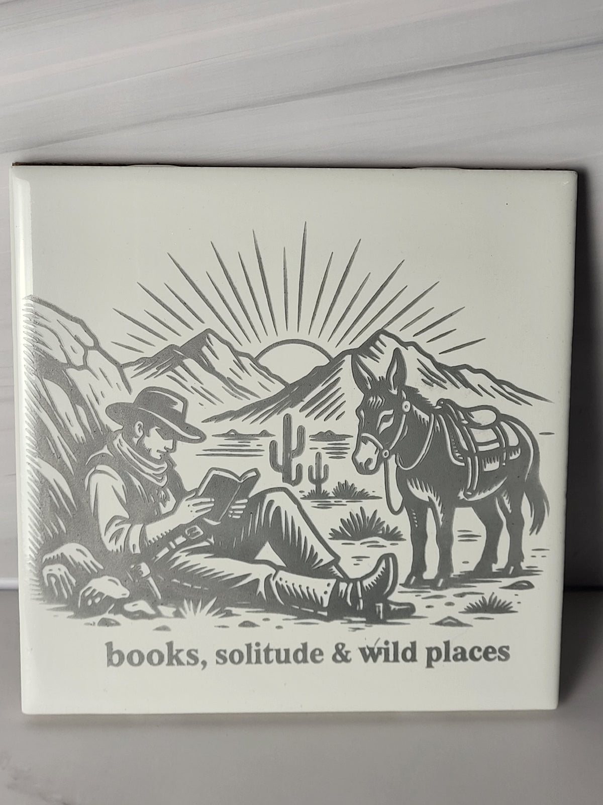 Books, Solitude & Wild Places ~ 6x6 Ceramic Decor