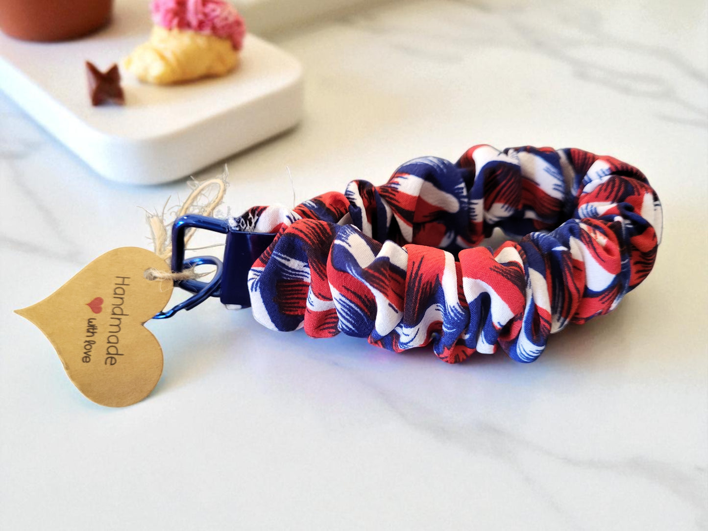 Handmade Scrunchie Wristlet Keychain ~ Patriotic Designs